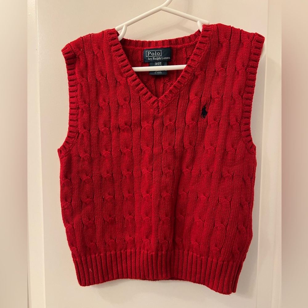 Boy’s Toddler Red Polo by Ralph Lauren Knitted Sweater Vest size 3T
